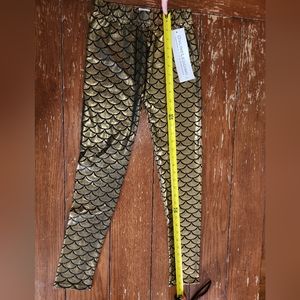 NWT Online Leggings Store Girls Size small Gold mermaid stretch pants